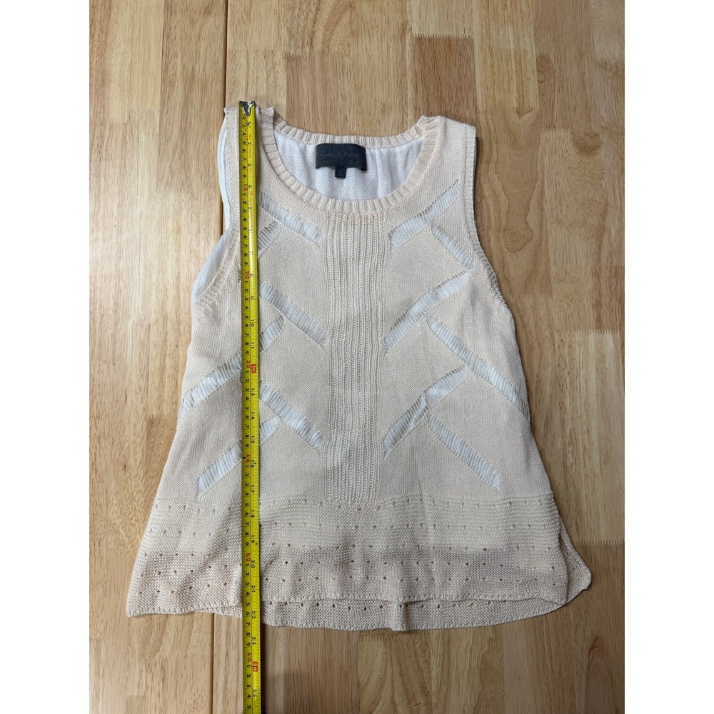 Anthropologie Neutral Pointelle Knit Soft Girl Coastal Tank Sunday in Brooklyn S - Picture 4 of 7